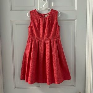 Mini Boden Size 6-7 Coral, Eyelet Lace Party Dress